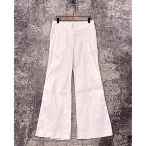Maeve The Naomi Pants 8 Womens Anthropologie Wide Flare White Linen